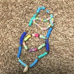 Three clay bead bracelets